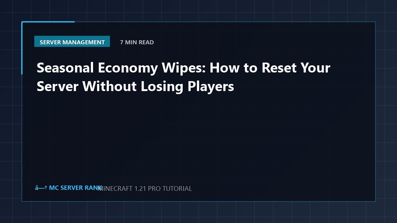 Seasonal Economy Wipes: How to Reset Your Server Without Losing Players